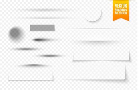 Set Of Round And Square Shadows And Dividers With Transparency For Your Design. Vector Illustrationのイラスト素材