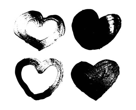 Heart painted with black paint brush. Heart shape vector on white backgroundのイラスト素材