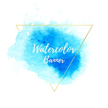 Watercolor banner with gold triangle frame. Vector illustration for banners, posters, flyers and invitation cardsのイラスト素材