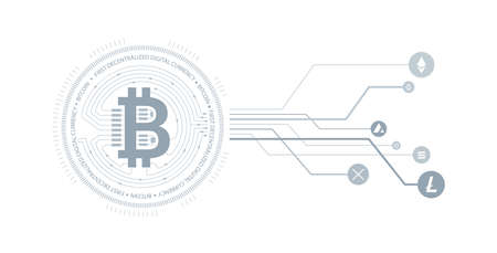 Cryptocurrency technology background. Bitcoin and altcoins vector illustrationのイラスト素材