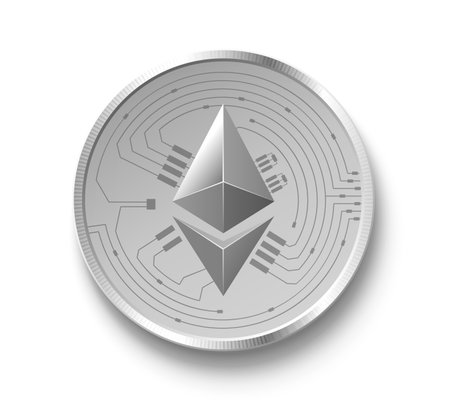 Ethereum coin isolated. Silver ethereum crypto symbol. Vector illustration.のイラスト素材