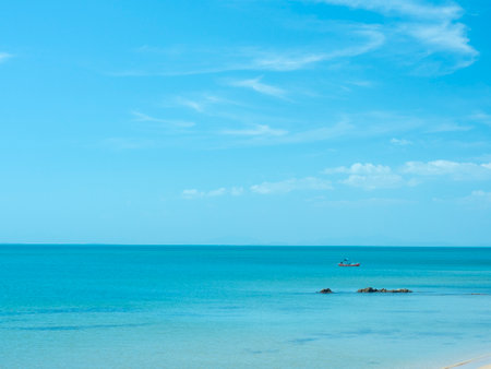Beautiful sea and blue sky background. Beautiful seascape.の写真素材