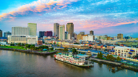 New Orleans, Louisiana, USA Downtown Skyline Aerialのeditorial素材