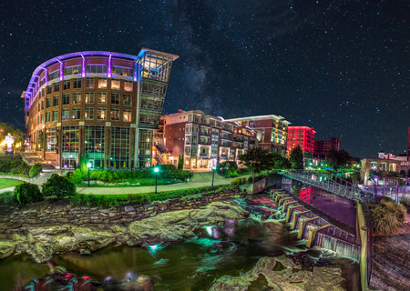 River Place along Reedy River in Downtown Greenville South Carolina SC.のeditorial素材