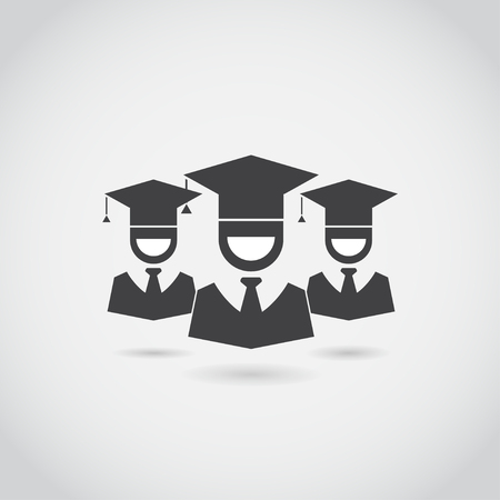Guys in graduation cap sign icon. Higher education symbol buttons in black and whiteのイラスト素材