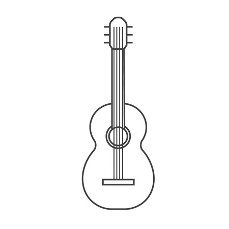 Linear guitar outline vector icon. Music instrument in thin line design. Pictogram for website and applications.のイラスト素材