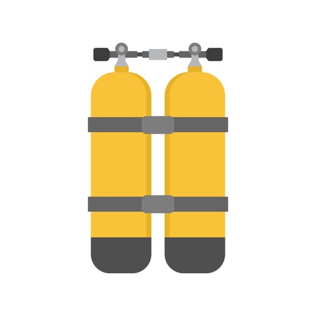 Diving oxygen balloons icon isolated on white background. Scuba air equipment vector illustration in flat design.のイラスト素材
