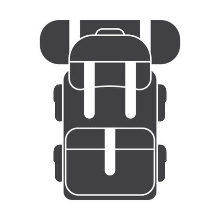 Tourist hiker backpack icon. Adventure traveler backpacker rucksack outline pictograph for web an applications.の写真素材