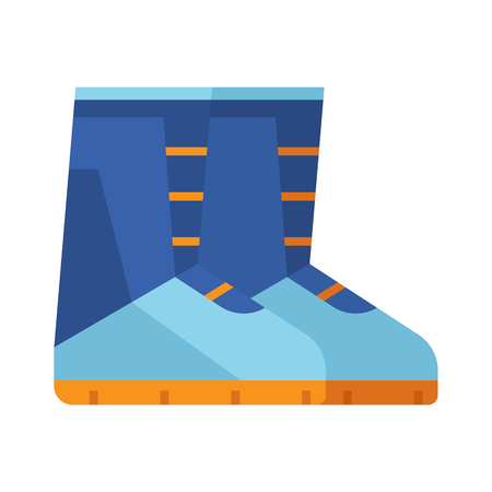 Winter snowboard boots icon in flat design. Riding boot pair vector illustration.の写真素材