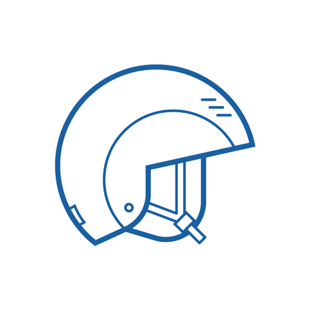 Snowboard or ski helmet vector icon. Skiing and snowboarding helm thin line pictogram. Snowboarder protective hat in outline design.の写真素材