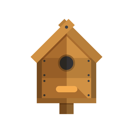 Nesting box vector illustration. Wooden bird house icon.のイラスト素材