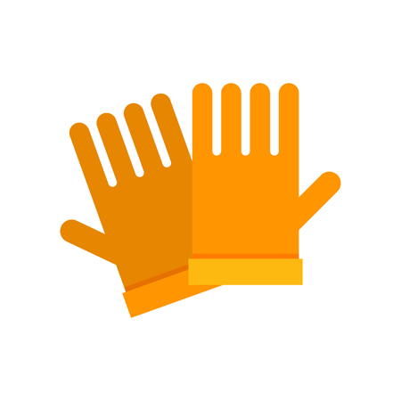 Yellow garden gloves icon. Hand protection wear.の写真素材