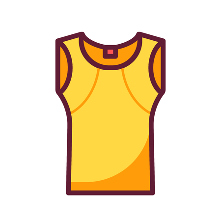 Yellow t-shirt icon isolated on white background. Sport man shirt in flat design.の写真素材