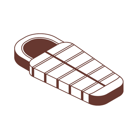 Isometric sleeping bag icon in line art. Camping tourist bedroll in isometry.の写真素材