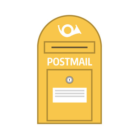 Retro letter box with horn vector illustration. Vintage mailbox icon. Classic french mail post icon.