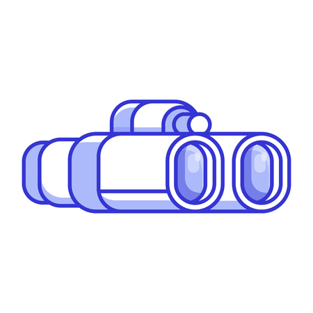 Green binoculars vector illustration in 2d perspective. Classic binocular icon isolated on white background.の写真素材