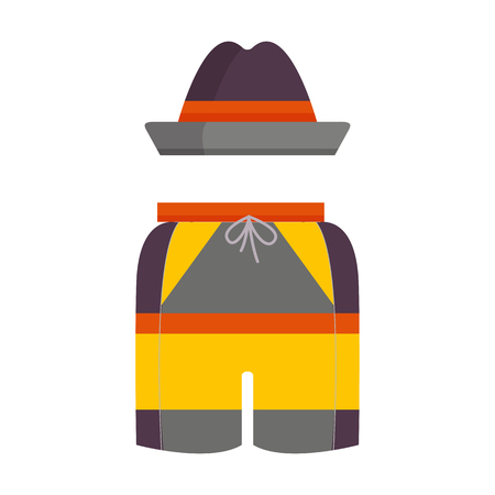Man summer hat and shorts icon. Male beach clothing sunhat and briefs.のイラスト素材