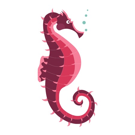 Red sea horse icon. Underwater hippocampus seahorse fish illustration in cartoon style.の写真素材