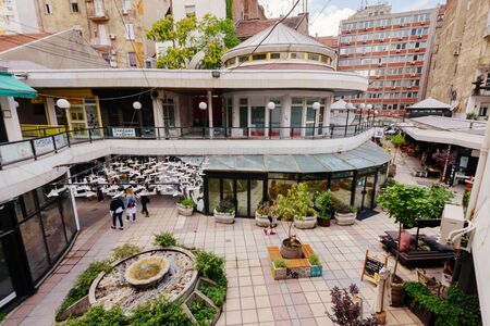 Belgrade, Serbia - June 16, 2018. View of Belgrade Design District in central part of town in Cumicevo sokace. Creative artistic area with local art, fashion, jewelery and design shops and boutiques.のeditorial素材