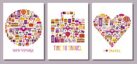 Summer Travel Around the World Cards Templatesのイラスト素材