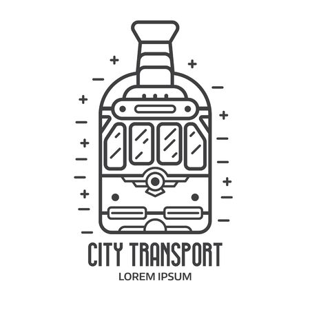 City Retro Tram Logo in Outline Designのイラスト素材
