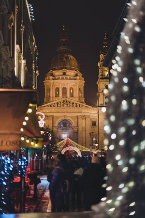 Christmas Budapest Night Traditional Christmas Fair Illuminationのeditorial素材