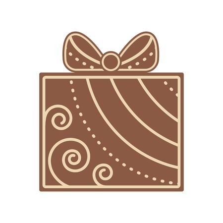 Christmas Gift Shape Gingerbread Flat Design Iconのイラスト素材