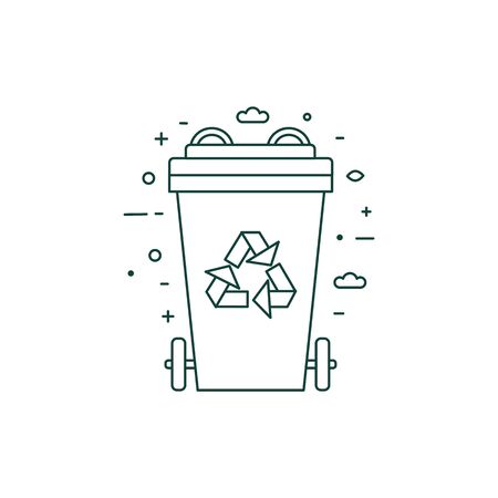 Green Recycling Bin with Recycle Line Symbolのイラスト素材