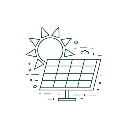 Green Solar Energy Panel Icon in Line Artのイラスト素材