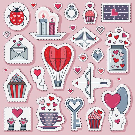 Valentine Day or Romantic Date Love Stickersのイラスト素材