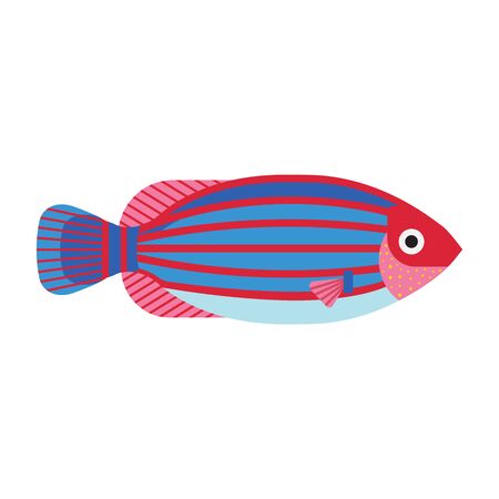 Tropical Funny Aquarium Fish Icon in Flatのイラスト素材