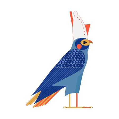Horus Ancient Egyptian Falcon God Cartoon Illustrationのイラスト素材
