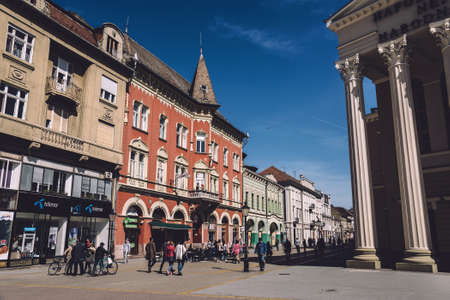 Liberty Square with National Theater of Suboticaのeditorial素材