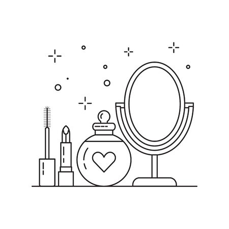 Bridal Make Up Kit Icon in Line Artのイラスト素材