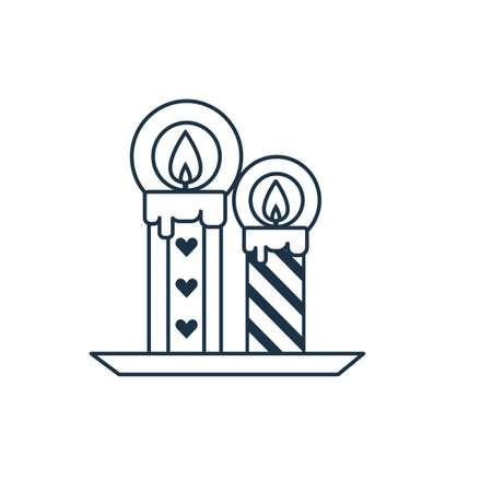 St. Valentine Day Candles Line Art Iconのイラスト素材