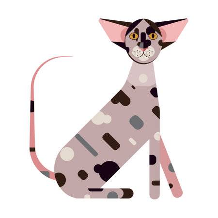 Oriental Short Hair Geometric Cat in Flatのイラスト素材
