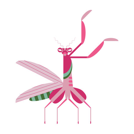 Praying Mantis Icon in Geometric Flat Styleのイラスト素材