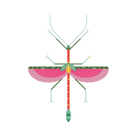 Stick Insect Icon in Geometric Flat Styleのイラスト素材