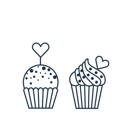 Love Muffin Icon in Line Art Styleのイラスト素材