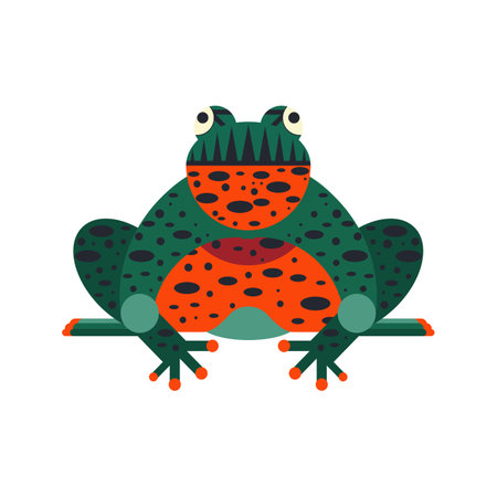 Sitting Tropic Bombina Frog in Flat Designのイラスト素材