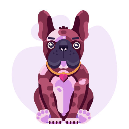 Cute French Bulldog Puppy in Flat Designのイラスト素材