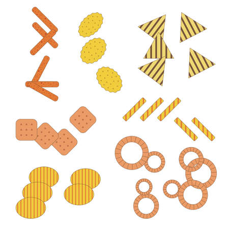 Munchies Fast Food Crunchy Snacks in Flatのイラスト素材