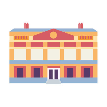 Novi Sad Hungrarian Theater Icon in Flatのイラスト素材