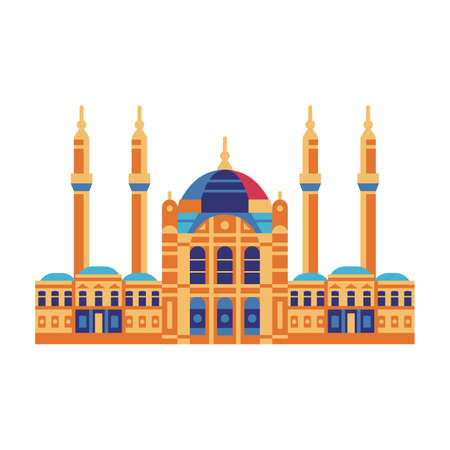 Arabic or Turkish Mosque with Minarets Iconのイラスト素材