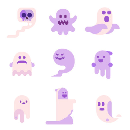 Funny Ghost Icons in Flat Design