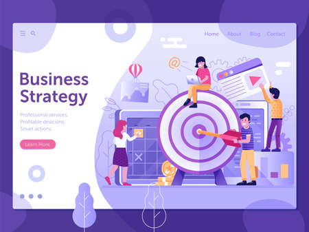 Business Marketing Strategy Web Banner in Flatのイラスト素材