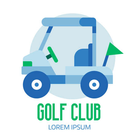 Golfing Club Logo with Flat Golf Cartのイラスト素材