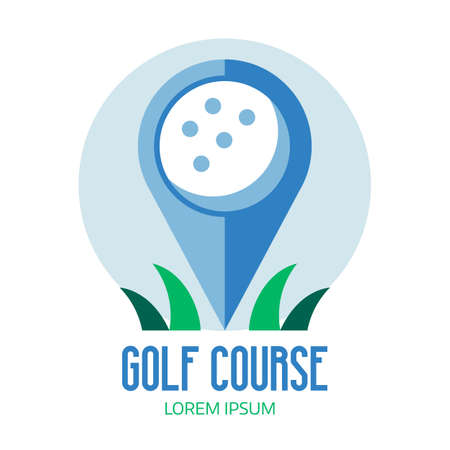 Golf Course Logo with Ball and Pinのイラスト素材