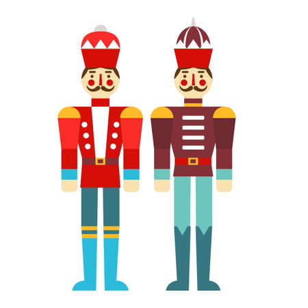 Tin Soldiers Christmas Wooden Toys in Flatのイラスト素材