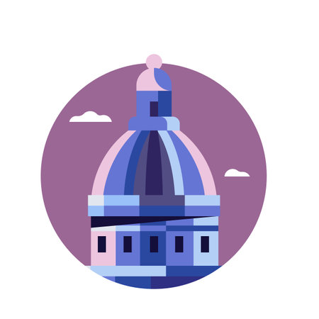 Saint Paul Cathedral Dome Icon in Flat Designのイラスト素材
